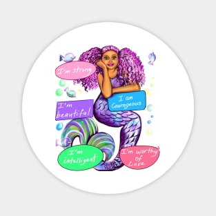 Positive Affirmations African American mermaid inspirational Magnet